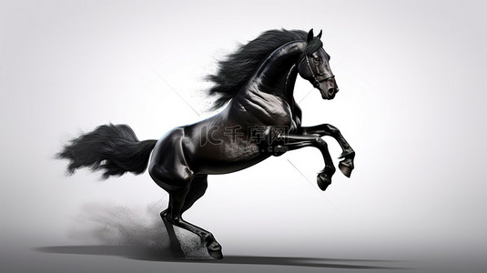 驰骋背景图片_一匹黑马全速驰骋的插画