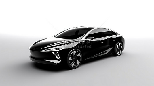 未来派运动轿跑车是一款高级概念车，采用插电式混合动力技术，在白色背景上以 3D 渲染