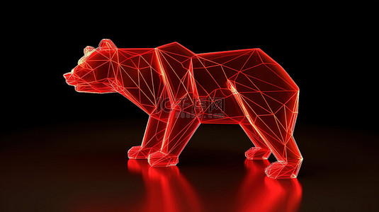 衰退背景图片_代表衰退中熊市的光滑红色向下指针的 3D 插图
