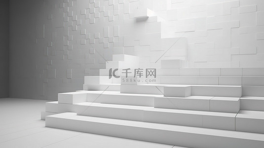 抽象背景下用于产品展示的白砖讲台的 3d 插图