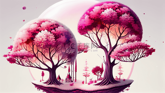 天堂树球形粉色背景