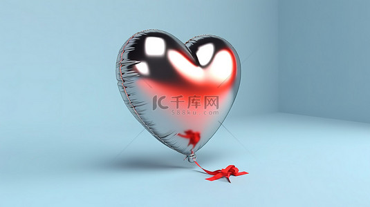 气球2背景图片_3D 渲染心形铝箔气球完美的情人节礼物