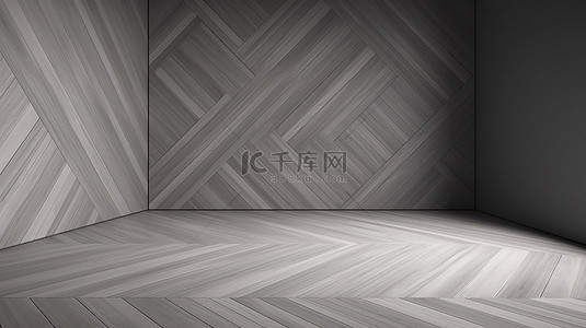 地板 3d 渲染上具有对角线设计的灰色木板
