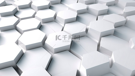 白色六角形几何抽象背景的 3d 插图