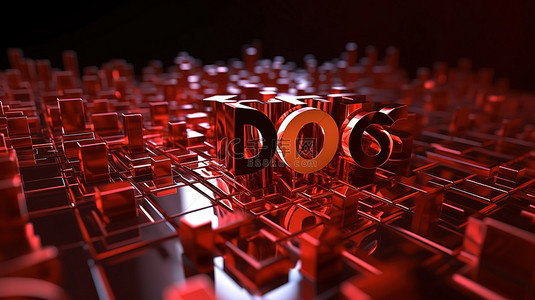 电脑红色背景背景图片_可视化 DDoS 攻击 3D 在数字背景上呈现红色文本“DDoS”