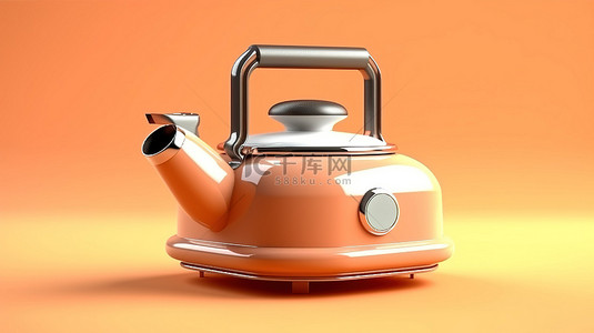茶壶水壶背景图片_用于厨房装饰的复古水壶茶壶的复古灵感等距渲染