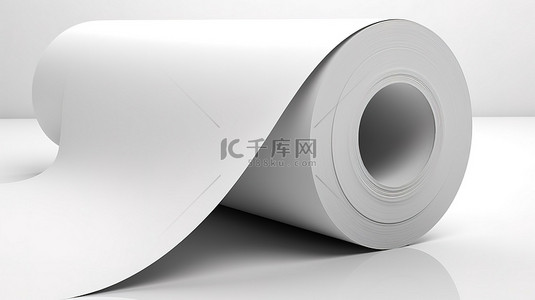 生产厂房背景图片_在干净的白色背景下以 3D 渲染的白纸卷