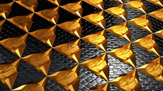 闪亮的金色格子图案的著名 3D 钻石金属板