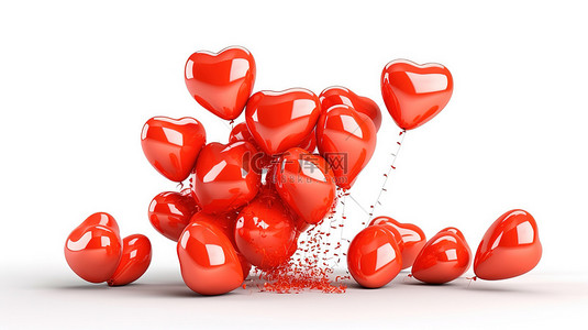 爱情创意元素背景图片_白色背景上带有字母的爱情气球的 3d 渲染