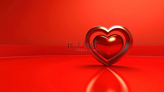 新年情人节背景背景图片_充满活力的红色背景上的心的 3D 渲染