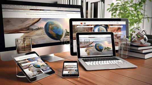 多屏幕背景图片_电子杂志网站在多设备桌面显示器上的 3D 渲染