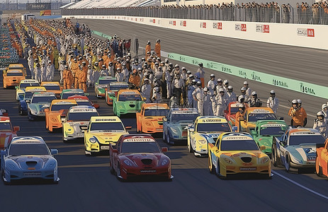 韩国超级赛道上的汽车人群
