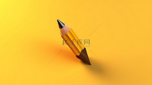 黄色背景简单背景图片_黄色背景上铅笔画的 3D 插图
