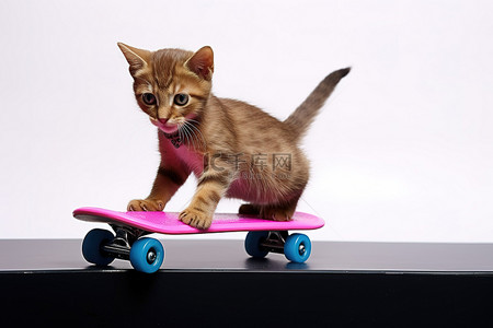 滑板背景图片_一只骑滑板的小猫