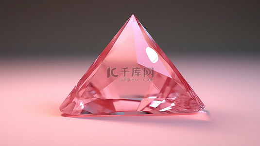 万亿形状玫瑰石英宝石的 3D 渲染