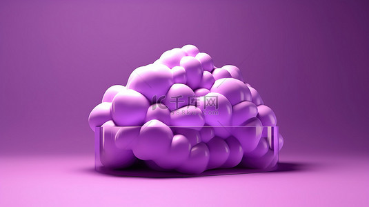 网管背景图片_带有 3d 云存储全景模型的紫色背景