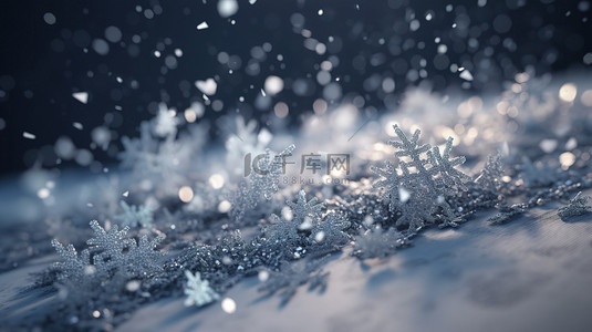 冰晶背景图片_在动态背景 3D 渲染上下降的发光雪花