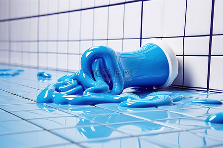 浴背景图片_瓷砖浴室内的蓝色液体管