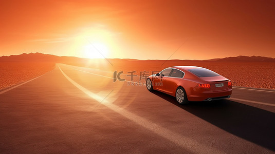 公路伸向远方的背景图片_向太阳 3d 赛车推广汽车产品的创意概念渲染