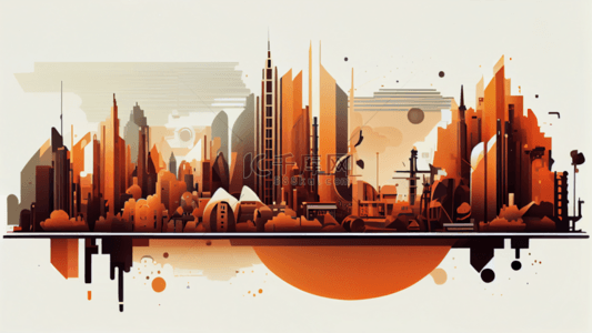 科幻简约城市插画背景