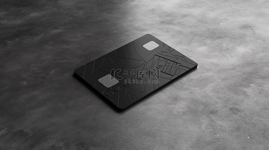 具体背景图片_具有黑色信用卡设计模板的具体背景的 3D 插图
