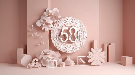 假日特卖背景图片_以冬季特价 3D 渲染为特色的社交媒体促销海报获得 60