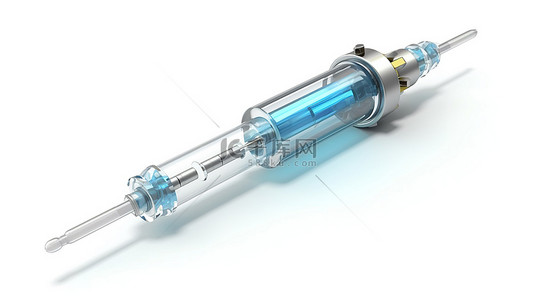 医用工具背景图片_在白色背景上隔离的医用注射器的 3d 插图