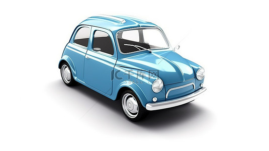 时尚的蓝色城市汽车具有可定制的表面，适合您的创意 3D 插图