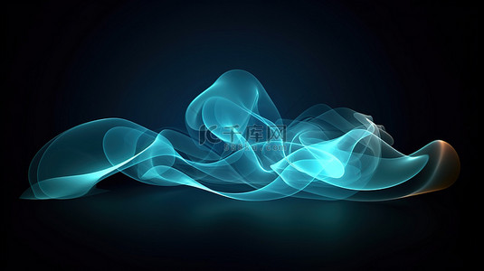 设计烟雾背景图片_时尚的椭圆形框架，带有风格化的蓝色烟云 3D 渲染