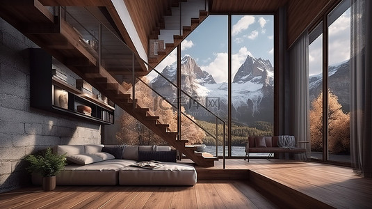 3d 渲染中山房的室内设计概念