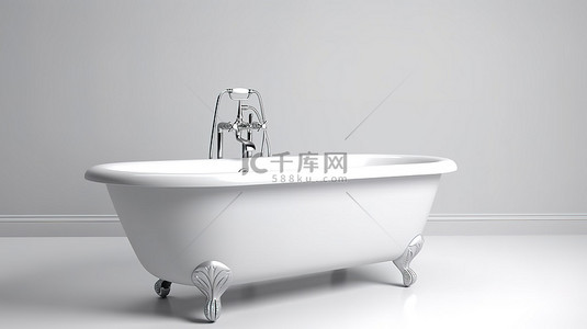 浴缸溺水背景图片_3d 在孤立的白色背景上呈现一个空的白色浴缸的插图