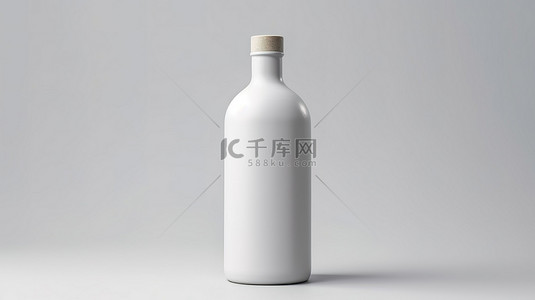 空白背景上白瓶样机的 3D 渲染