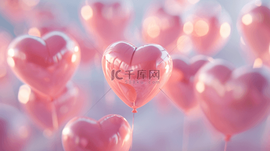 唯美漂亮粉红色儿童爱心氢气球图片14