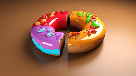 用于商业图表的插图 3D 甜甜圈图表图标
