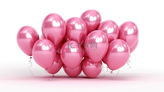 手写 3D 字母表，以白色背景设置的全息粉红色气球为特色