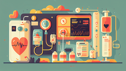 心电图爱心背景图片_医疗设备心电图背景