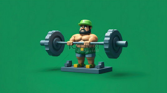 健身运动的人物背景图片_一个肌肉发达的人在 Whatsapp 社交媒体平台上举起沉重的杠铃的 3D 插图
