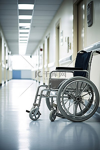 轮椅残疾人背景图片_医院候诊室的残疾人护理轮椅
