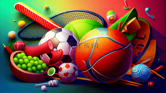 水果背景背景图背景图片_运动用品球类水果网球拍背景