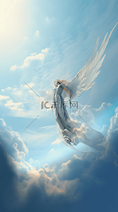 网页效果图展示背景图片_天使天堂蓝天白云广告背景