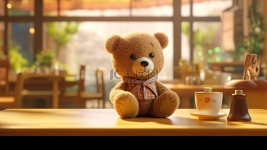 儿童卧室或咖啡馆里的小熊玩具