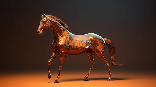 雄伟的棕色种马的令人惊叹的 3D 可视化