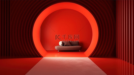 一个抽象房间的狭窄空间 3D 渲染，从一个孔中发出一束光，象征着禁闭隔离和忧郁