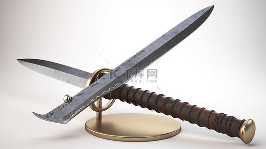 剑背景图片_空白背景 3d 隔离渲染上的禁止符号和剑