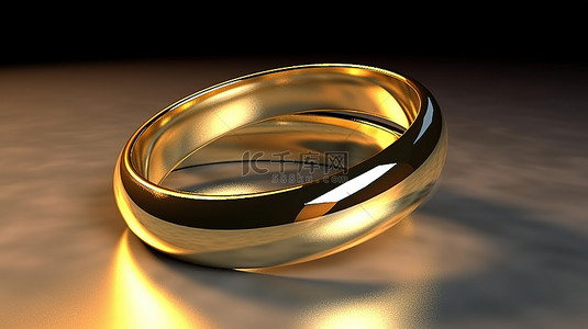 3D 渲染统一概念两个金结婚戒指