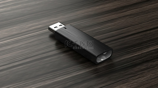 usb4背景图片_USB 驱动器在深色木质表面上揭晓 3D 渲染图像