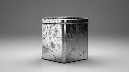 正宗的粗糙金属方形圆柱罐的 3D 插图