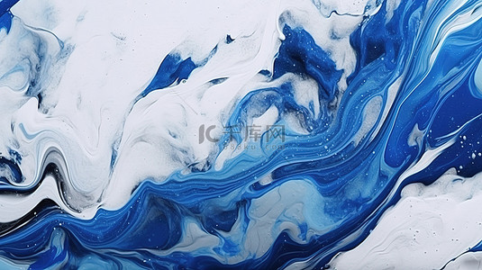 水粉手绘背景图片_创意抽象手绘背景当代现代艺术蓝色和白色渲染在极端特写与 3D 效果