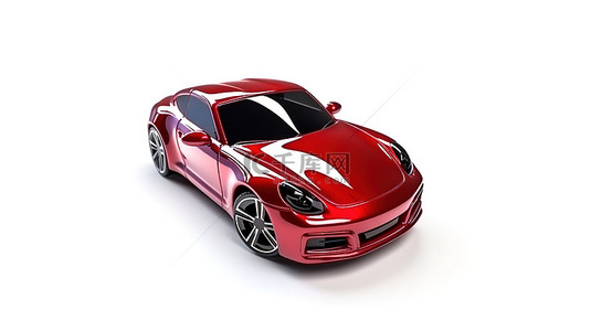 汽车驾驶背景图片_白色孤立背景下红色汽车的 3d 插图