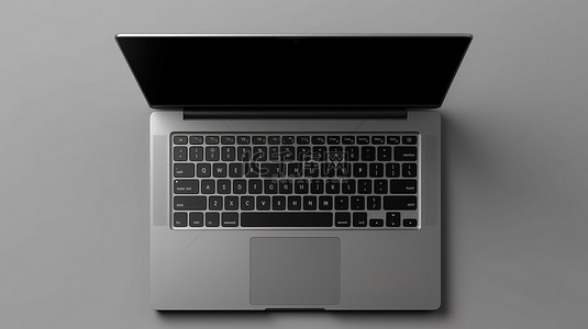 开盖背景图片_带开盖的顶视图深银色笔记本电脑的独立 3D 渲染